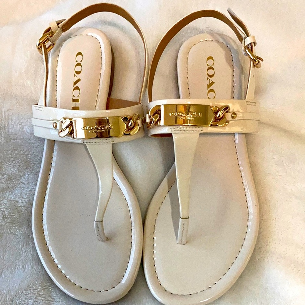 Coach patent leather sandals
